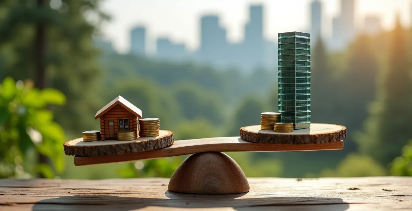 Ein symbolischer Gehaltsvergleich zwischen verschiedenen Ranger-Positionen, dargestellt durch eine Waage mit natürlichen Elementen.