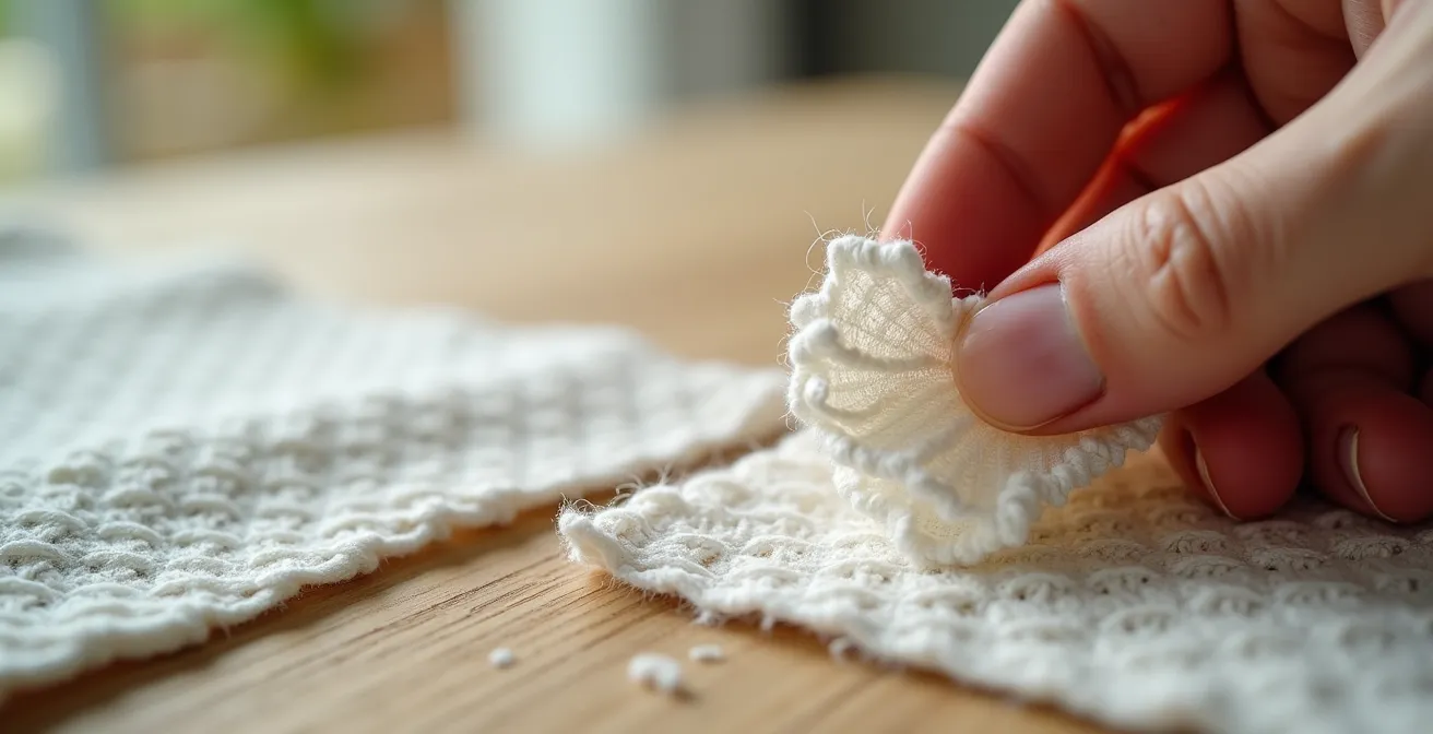 Makroaufnahme von hochwertiger Stoffstruktur und Nahtverarbeitung