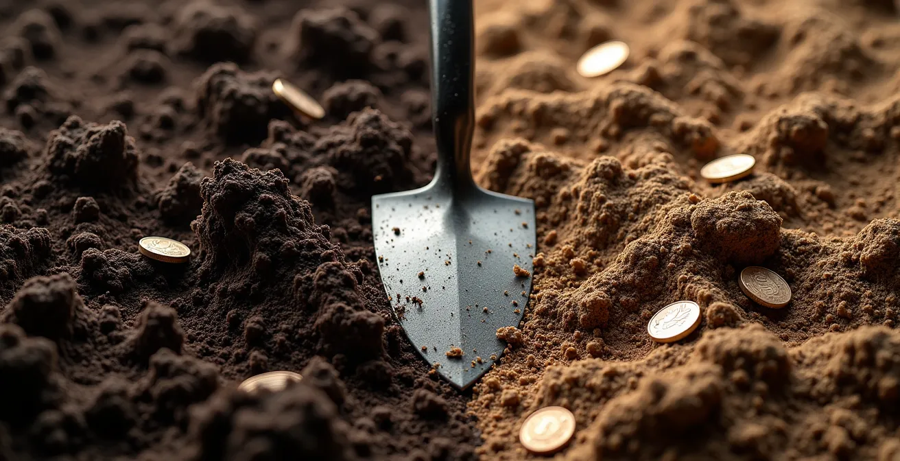 Visualisierung der finanziellen Auswirkungen von Humusverlust durch Pflügen